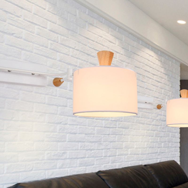 Drum Wall Light Sconce Modernism Fabric 1 Light Sconce Light in Black/White for Living Room