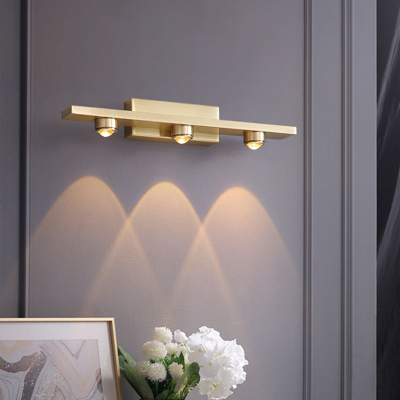 Modern Style Linear Shade Wall Sconce Metal Multi Lights Wall Mounted Lighting in Brass