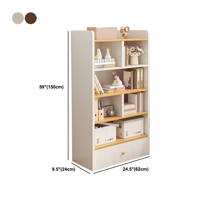 Modern Style Bookcase with Drawer Engineered Wood Shelf for Living Room