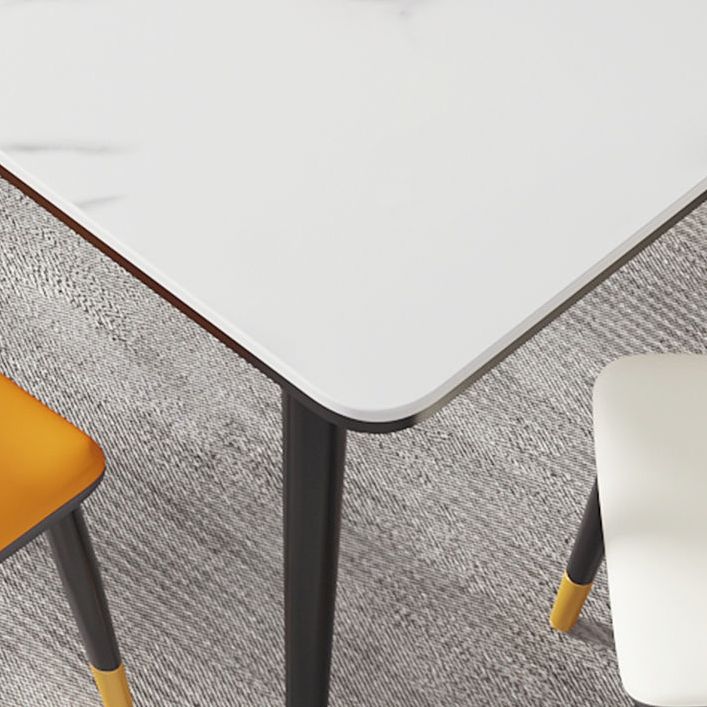 Rectangular Sintered Stone Dining Table Modern 4 Legs Furniture in Matte Finish
