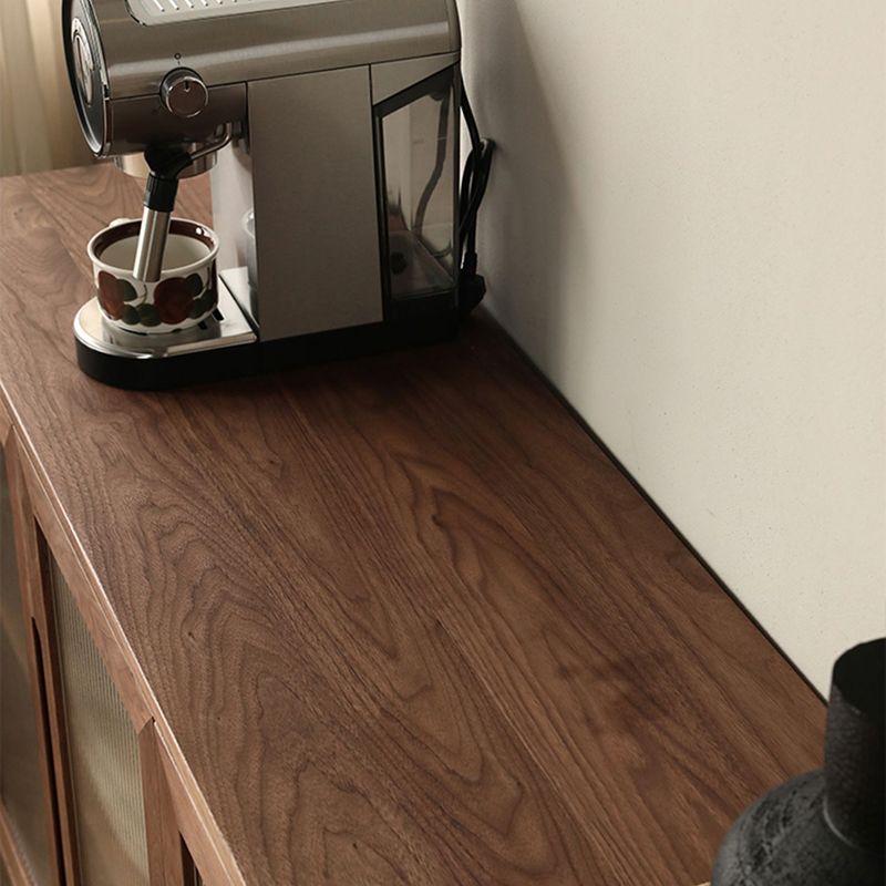 Contemporary Buffet Table Solid Wood Sideboard Table with Doors for Living Room