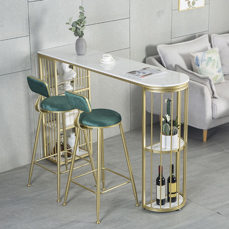 Faux Marble Bistro Bar Table Modern Gold Base Bar Table for Home