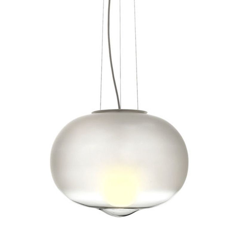Plafond orbe en verre blanc Contemporain 1 tête de pendentif de tête pour cuisine, 12,5 "/ 17" de large