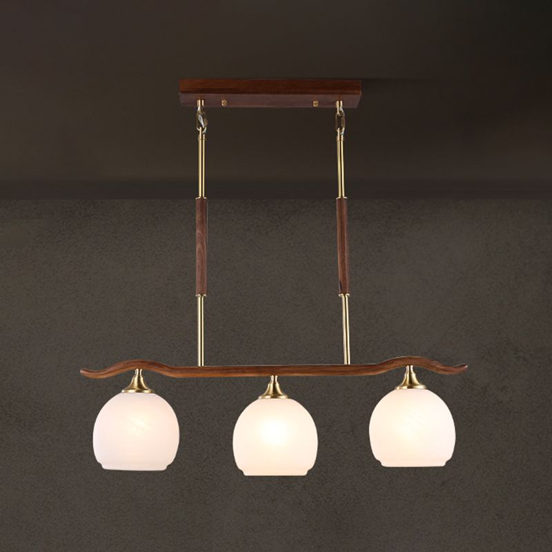 Modern Style Dome Shape Island Lights White Glass Island Lighting in Brown