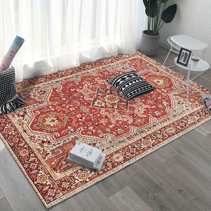 Retro Multicolor Moroccan Rug Polyster Geo Pattern Indoor Rug Anti-Slip Backing Pet Friendly Area Carpet for Bedroom