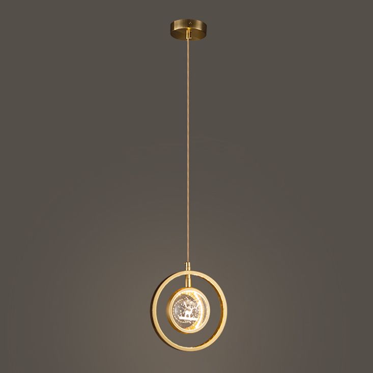 Forme sphérique de style moderne Hanging Light Crystal 1 Lumière Lumière suspendue en or