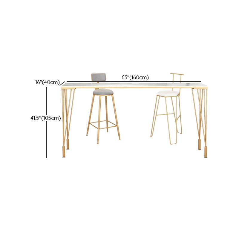 Glam Style Rectangle Bar Table Wood Bar Height Table with 4 Legs