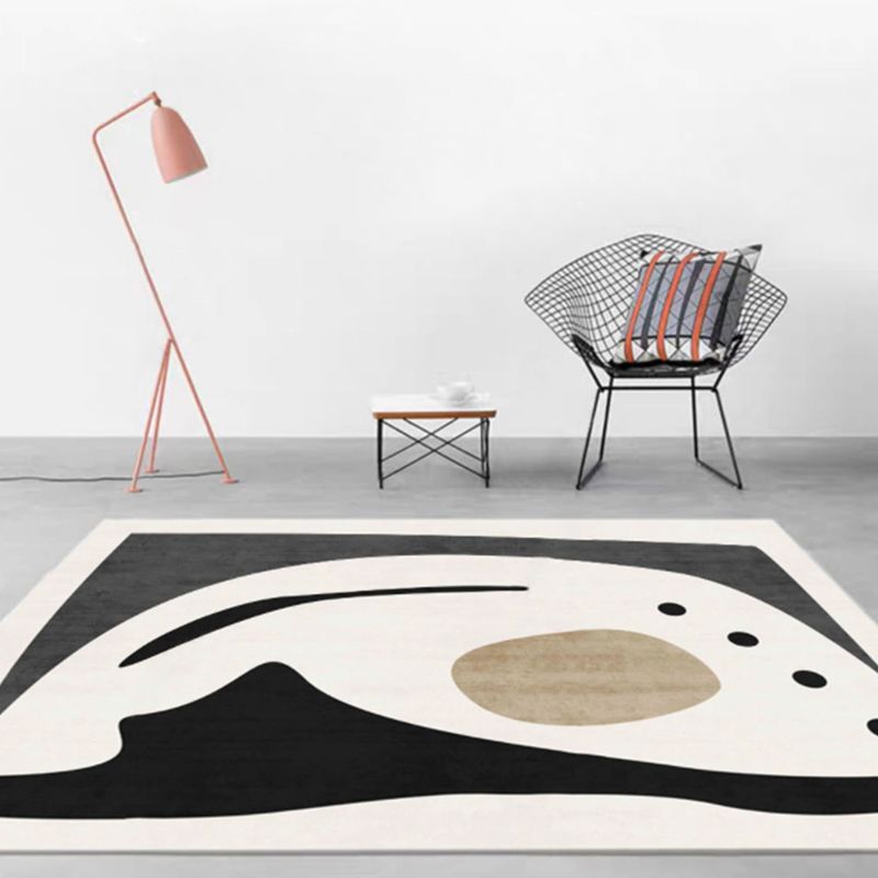 Simple Solid Color Modern Rug Polyester Color Block Splicing Area Rug Non-Slip Backing Carpet for Living Room