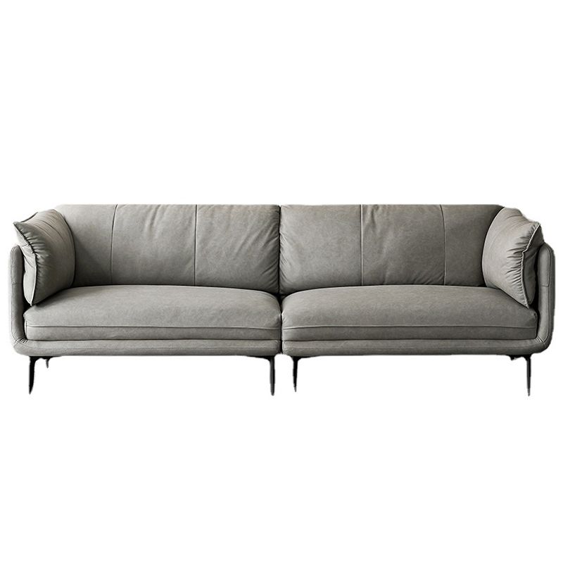 Modern Faux Leather Sofa Stain-resistant Tuxedo Arm Sofa in Gray