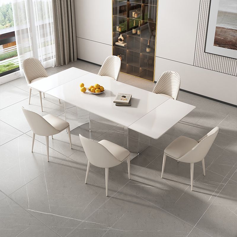 White Dining Table Set 1/4/5/7 Pieces with Acrylic Base Kitchen Furniture Set