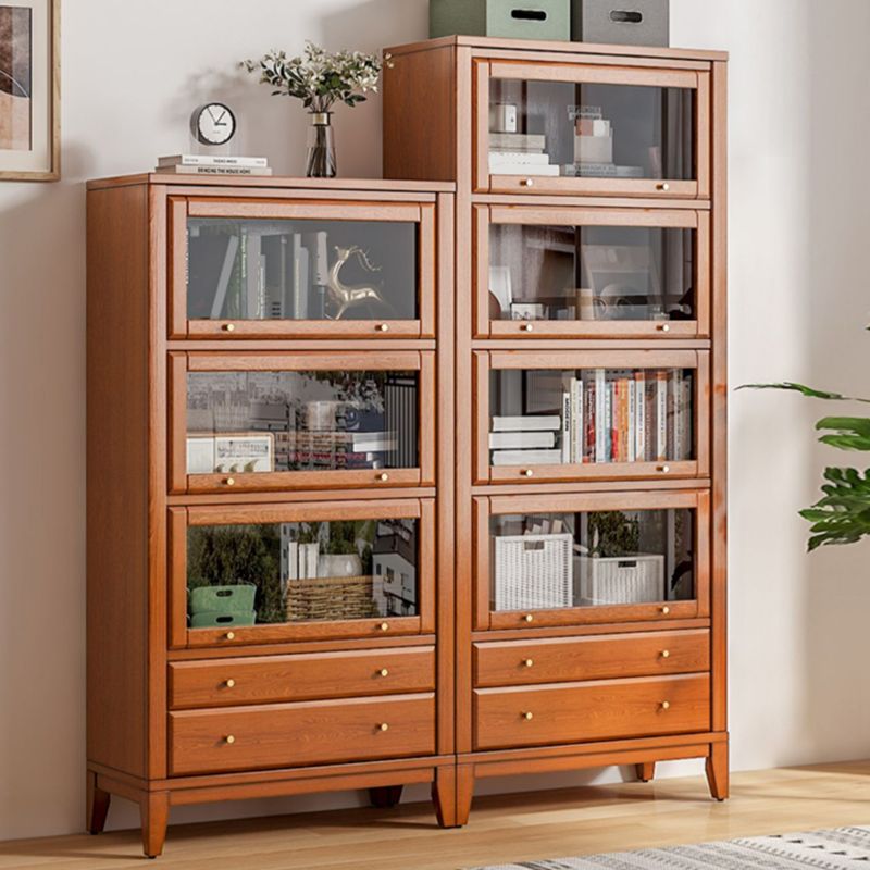 Modern Wood Bookcase Floating Doors Included Bookshelf with Shelves