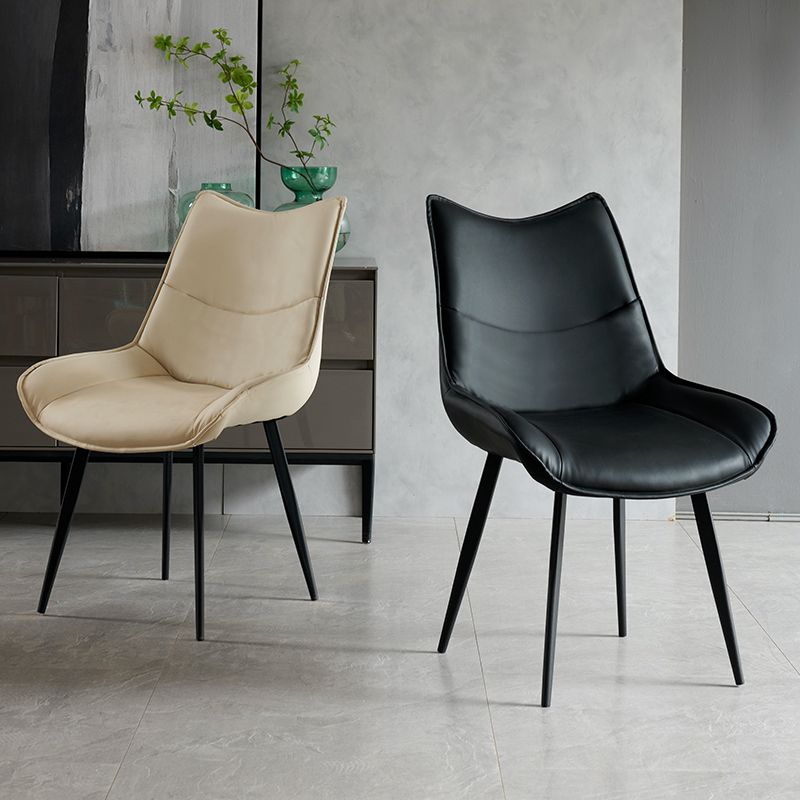Silla de comedor estilo moderno Sillas laterales sin brazos de cocina con patas de metal