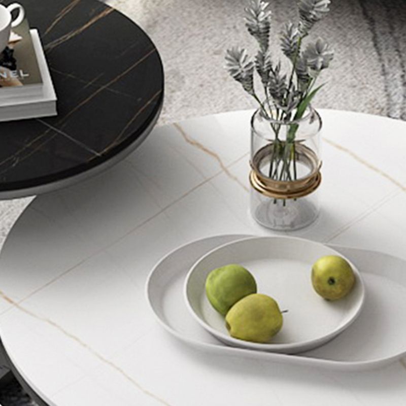 Single Coffee Table Slate Round Coffee Table for Living Room