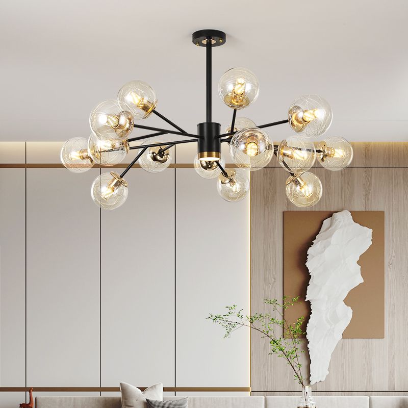 Contemporary Sphere Chandelier Lights Glass Chandelier Pendant Light in Black