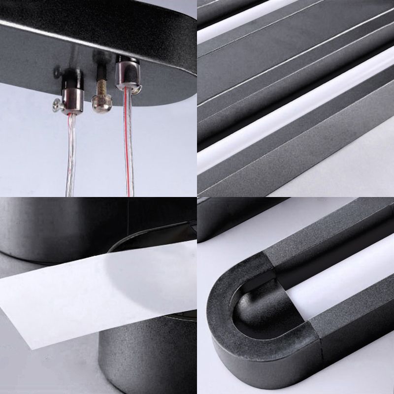 Längliche ovale Metallanhänger Beleuchtung zeitgenössischer LED schwarz hängende Deckenlicht in weiß/warmem/natürlichem Licht