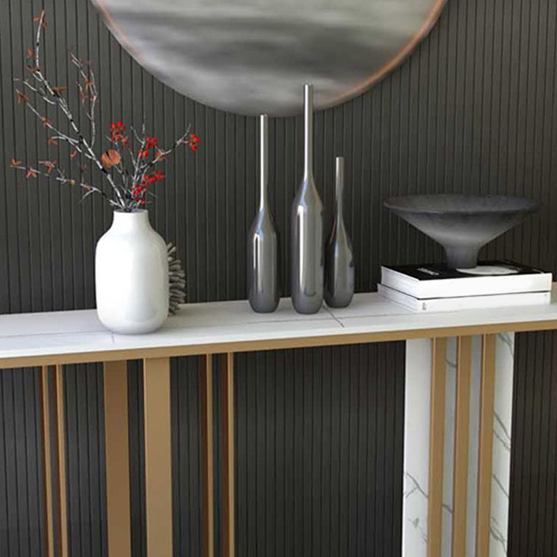 11" Wide Stone Glam Accent Table Rectangle Console Accent Table