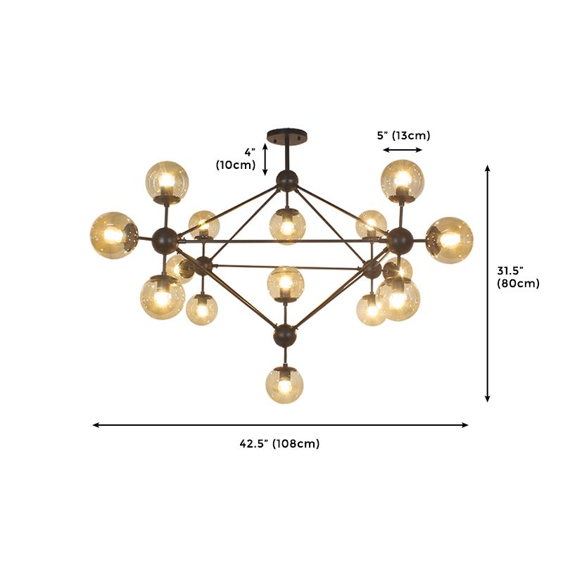 15-Light Modern Style Ceiling Light Linear Transparent Statement Chandelier