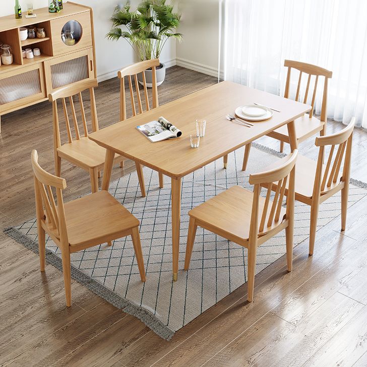 Rectangle Luxury Dining Table Wood Color Fixed Table with Beechwood Solid Wood