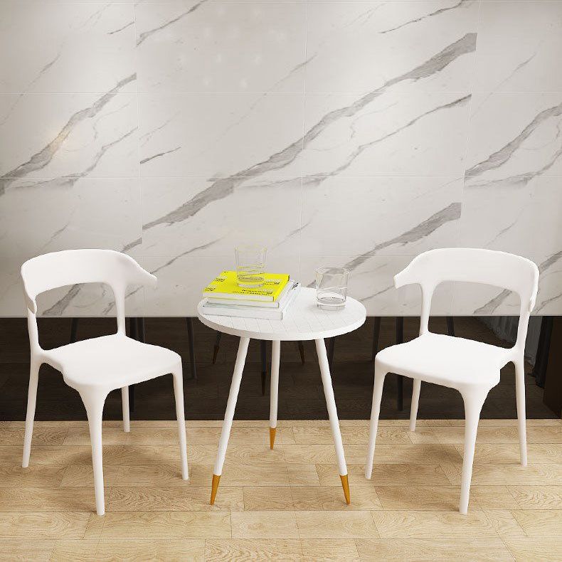 Open Back Dining Side Chair Contemporary Plastic Dining Armless Chair