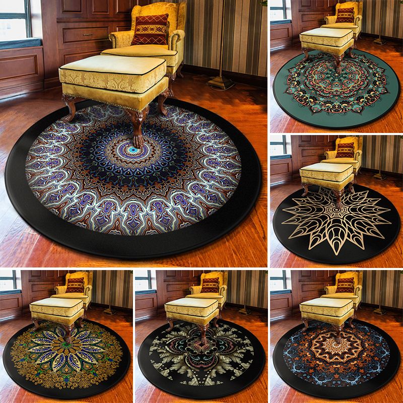 Multi Colored Flower Rug Polypropylene Moroccan Carpet Anti-Slip Backing Washable Stain Resistant Rug for Bedroom
