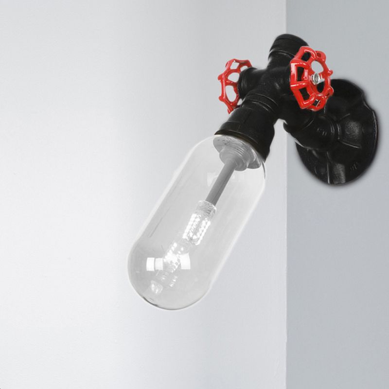 Tubería de pared de vidrio de vidrio simple ligero Ligero industrial de la sala de estar ovalado negro