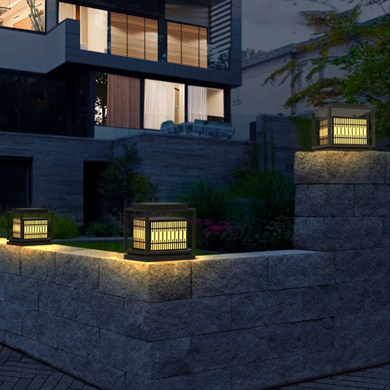 Outdoor Black Lights Waterproof Square Pillar Lamp for Garden