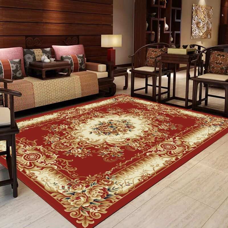Mehrfarbiger moderner Teppich aus Polyster mit Blumenmuster, rutschfeste Rückseite, schmutzabweisender Innenteppich für den Salon