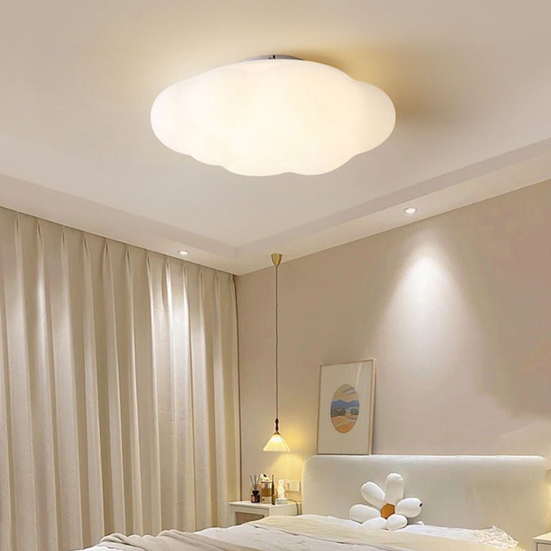 Single White Modern Flush Mount Lighting Unique LED Ceiling Light for Foyer