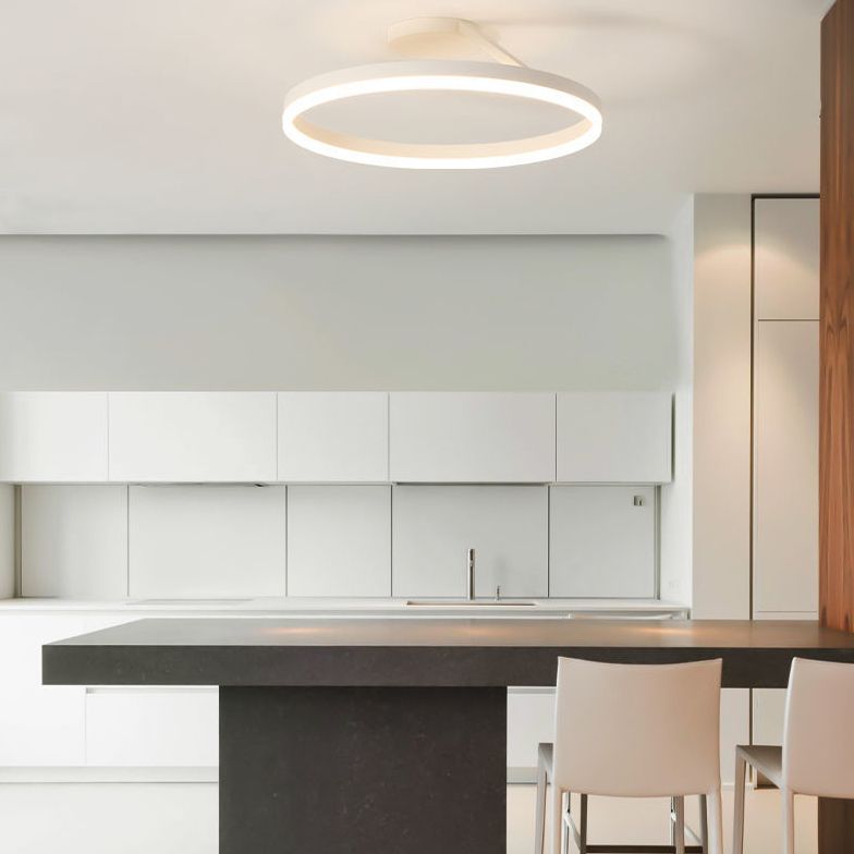Minimalisme Cirkel LED-plafondlamp Eigentijdse stijl Acryl Semi-inbouwlamp voor slaapkamer-eetkamer