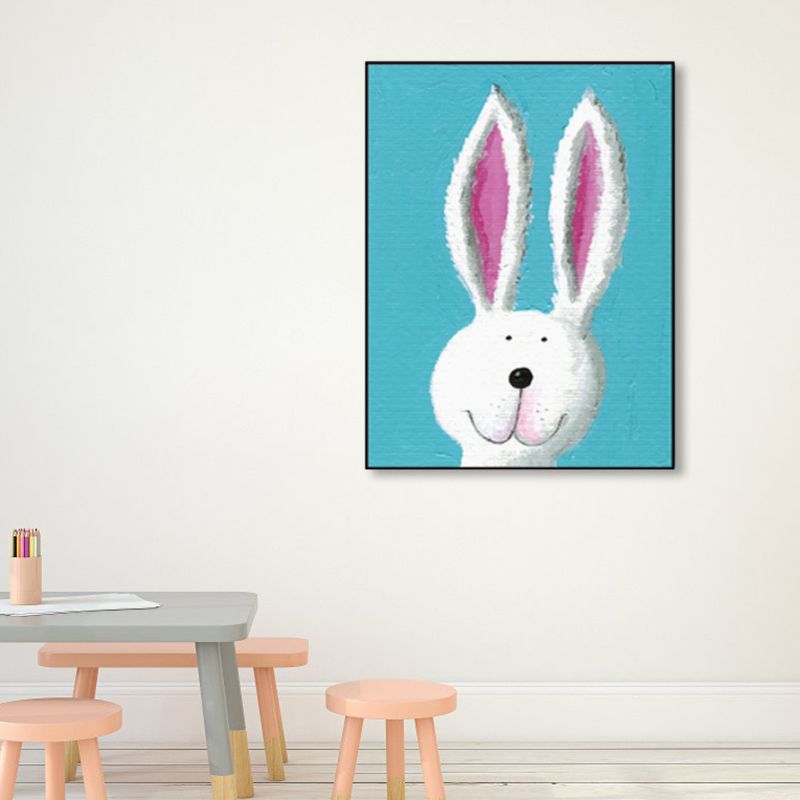 Pastel Color Cartoon Animal Canvas Textured Kids Style House Interior Wall Art Print