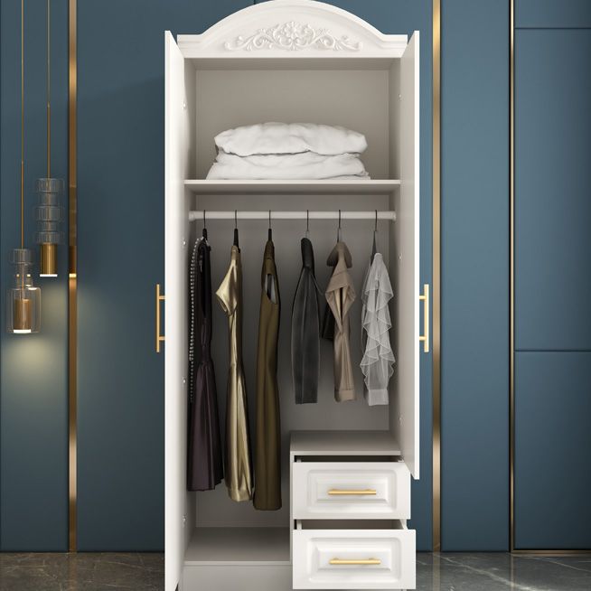 Engineered Wood Wardrobe Cabinet with Drawer White Wardrobe Closet