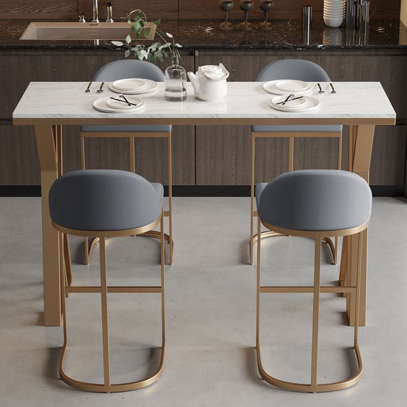 Mesa de barra de pub faux faux de rectángulo glamorial mesa de barra de hierro dorada con pedestal doble