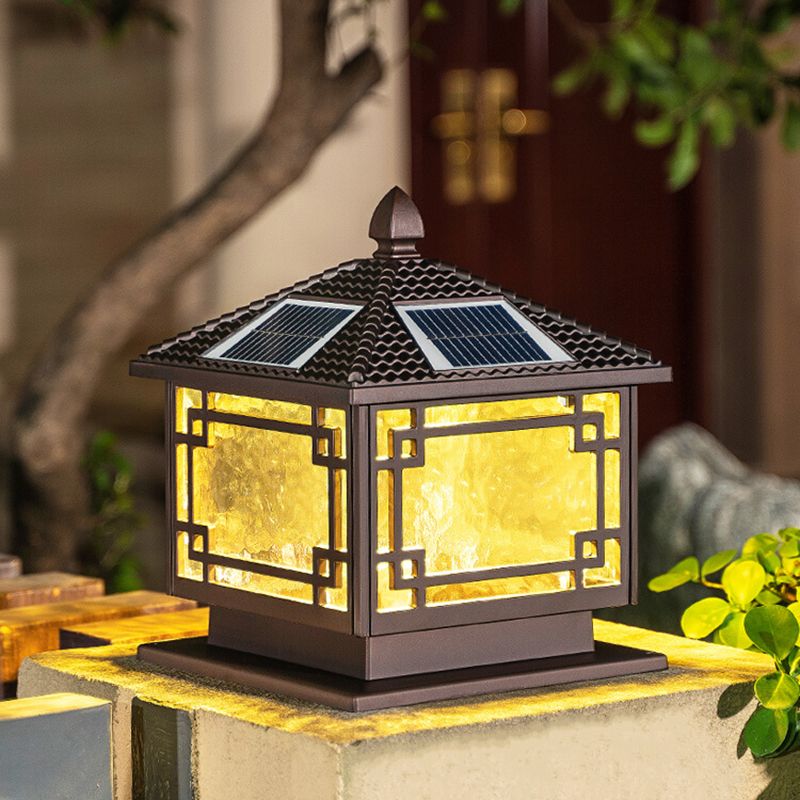 Modern Minimalist LED Solar Lighting Fixture with Glass Shade for Garden