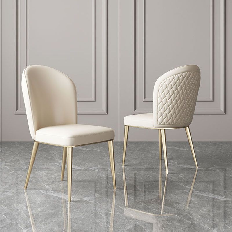 Silla de comedor de metal de estilo escandinavo, silla de comedor sin brazos con respaldo sólido (juego de 2)