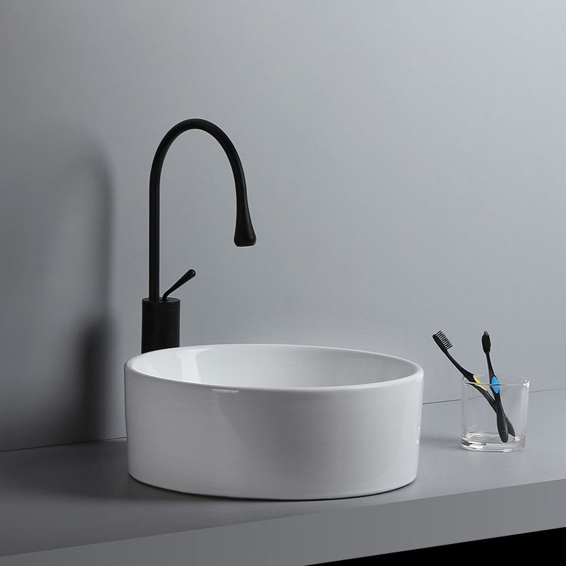 Modern Vessel Sink Round Porcelain with Faucet Vessel Lavatory Sink