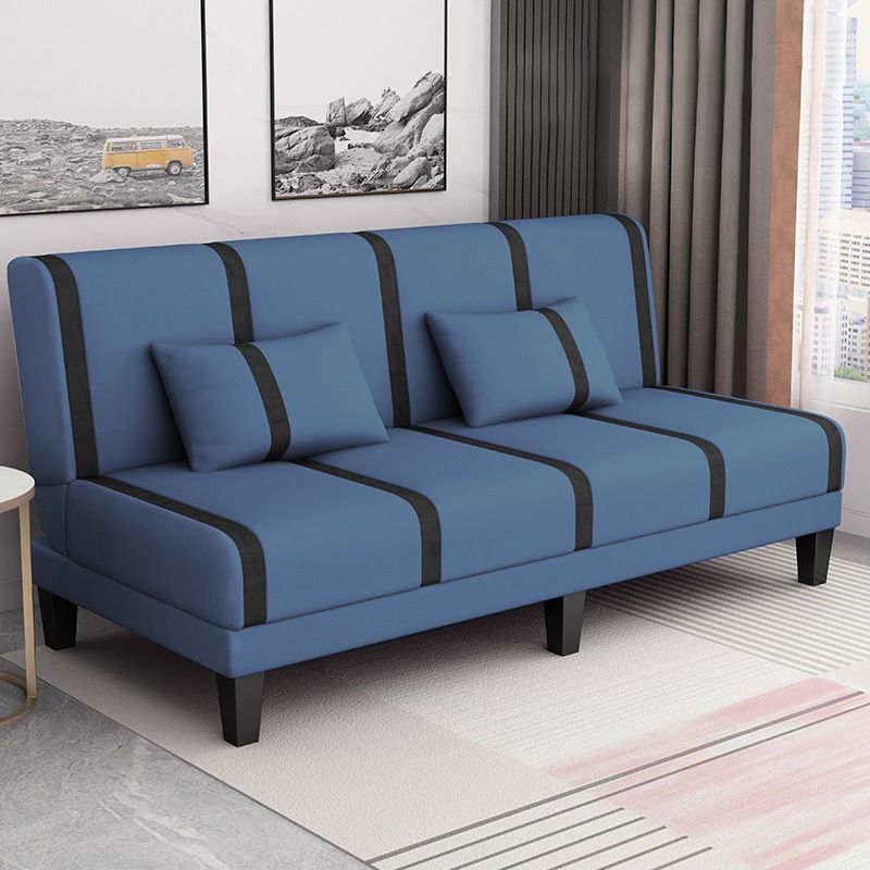 Linen/Velvet/Faux Leather Armless Convertible Sofa Tight Back Sofa Bed with Lumbar Pillow