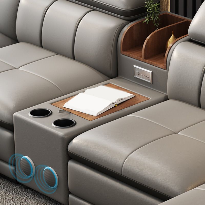 Scandinavian Light-grey High Back Sloped Arm Sectional with Wear-resisting