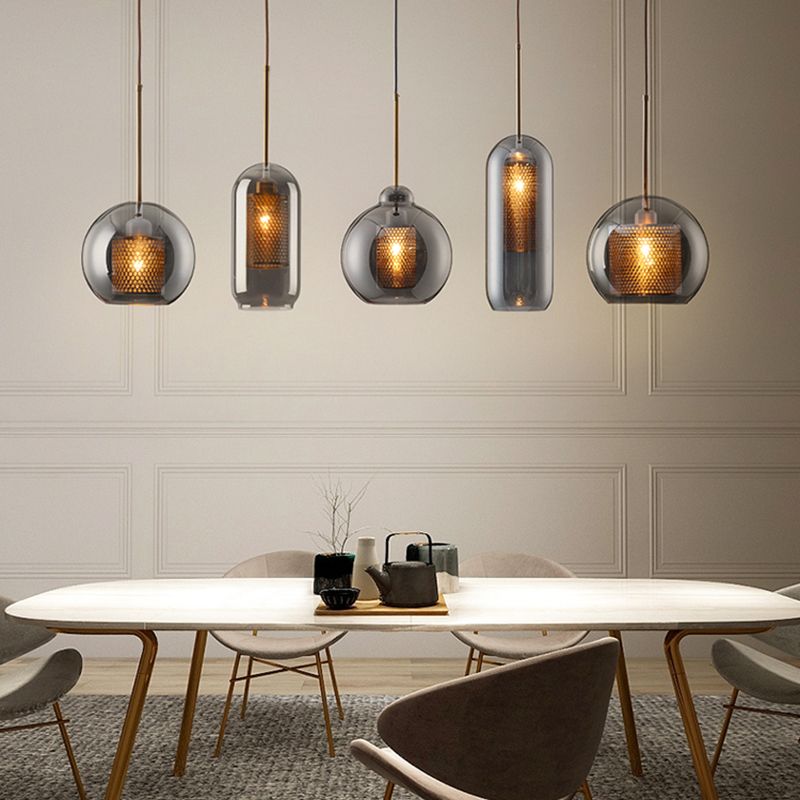 Glass Shade Hanging Light Industrial Style Pendant Lighting Ayémorrat pour le salon