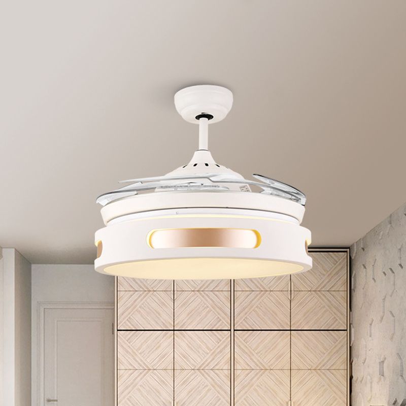 Lampada semifulta da tamburi acrilici da 16 "Lampada a filo modernista LAMP ANCOFINA LED BUIETTO LED con 4 lame