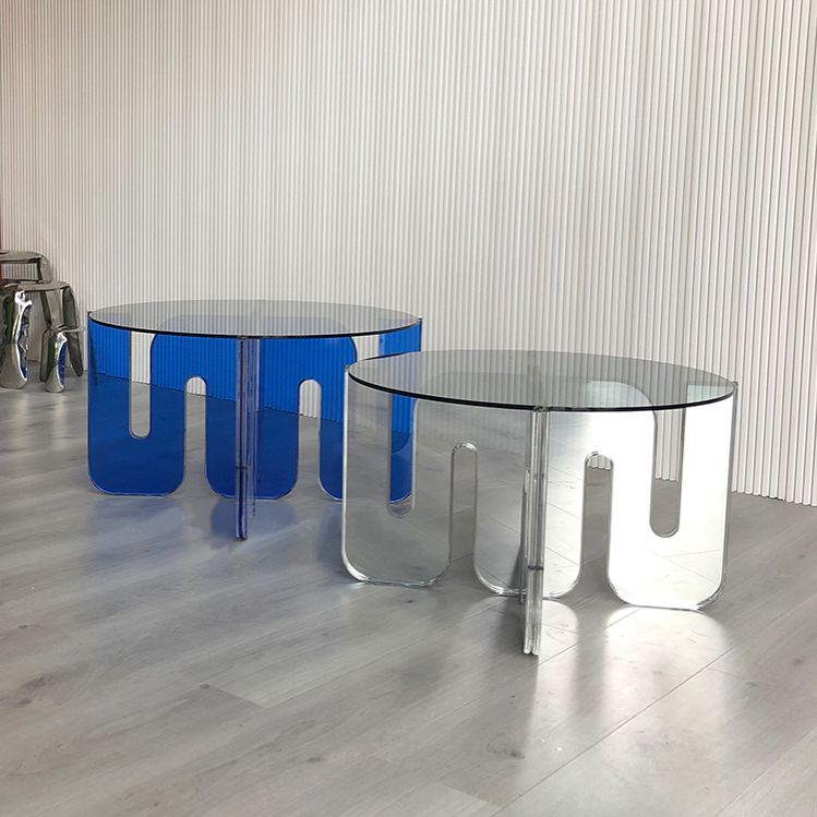 Acrylic Round Coffee Table Clear Cocktail Table for Living Room