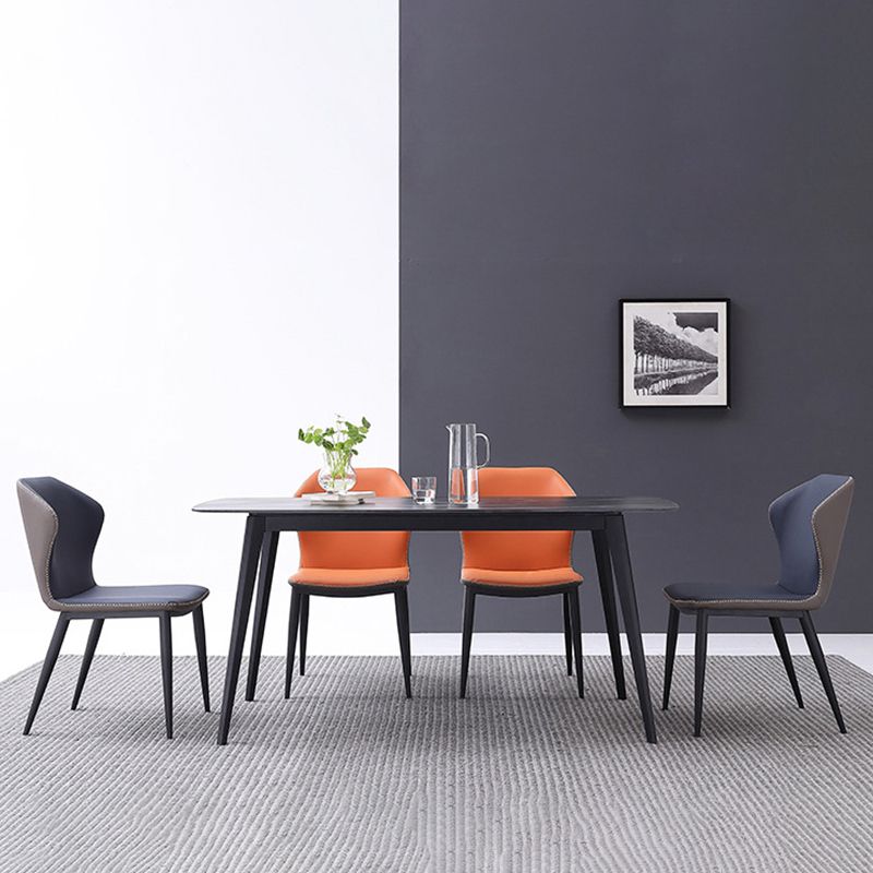 Sillas de comedor con respaldo de estilo industrial, sillas auxiliares de comedor de cuero para cocina (juego de 2)