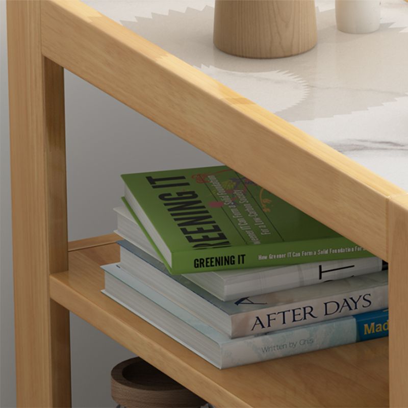 Living Room Side End Table Solid Wood with Storage Rectangular Corner Table