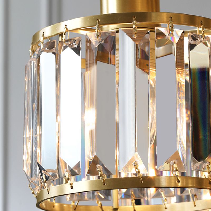 Modern Style Cylinder Island Lighting Fixtures Crystal 4- Light Island Pendant Lights