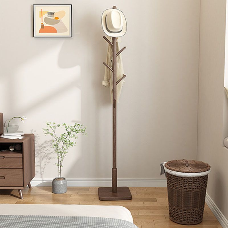 Contemporary Hall Stand Manufactured Wood Hooks Shelving Included Free Standing Coat Rack