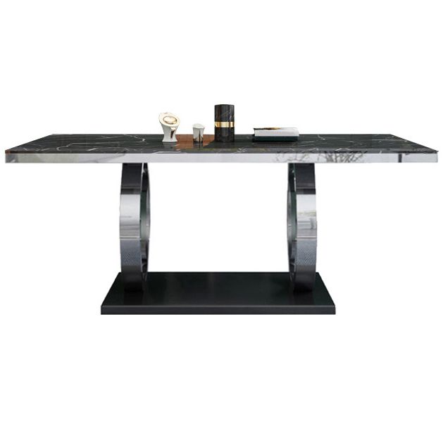 Rectangle Luxury Style Dining Table Fixed Table with Trestle Base
