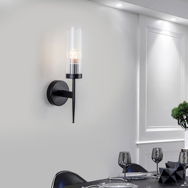 Luz de apliques de hierro con accesorios de iluminación de pared posmoderna de sombra transparente
