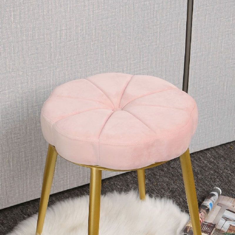 Velvet Upholstered Ottoman Velvet Colored Flower Shape Metal Frame Ottoman