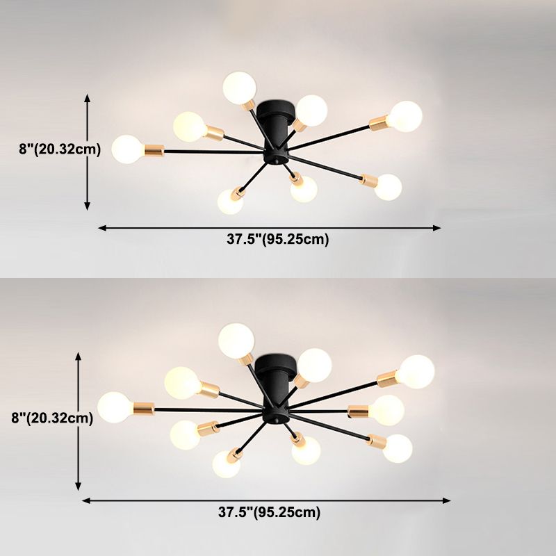 Radiaal metaalspoeling Mount Lighting Industrial Living Room Semi Flush Light