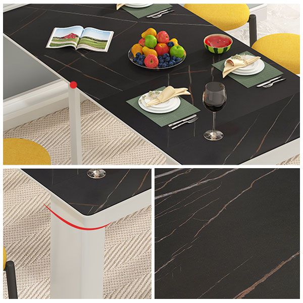 73'' Foldable Poplar Wood Dining Table Modern Rectangle Extendable Table with 5 Legs