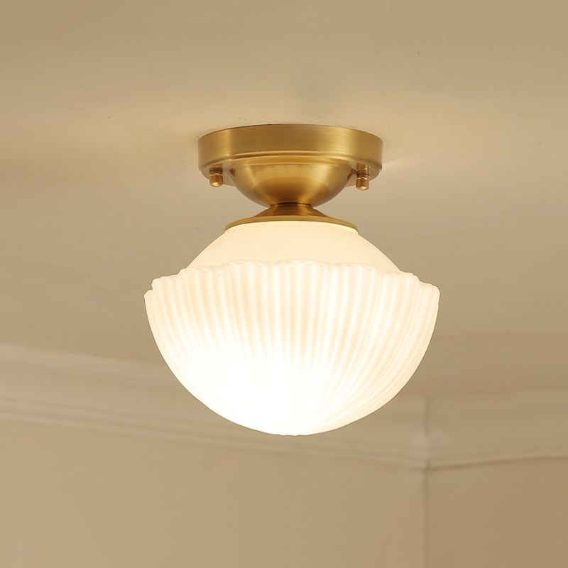 1-Light Ceiling Lamp Simple Ceiling Mount Light with Glass Shade for Aisle
